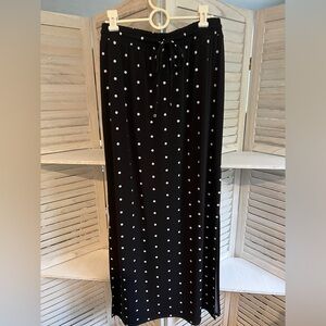 White House Black Market maxi skirt, black w/white polka dots, size XS - EUC